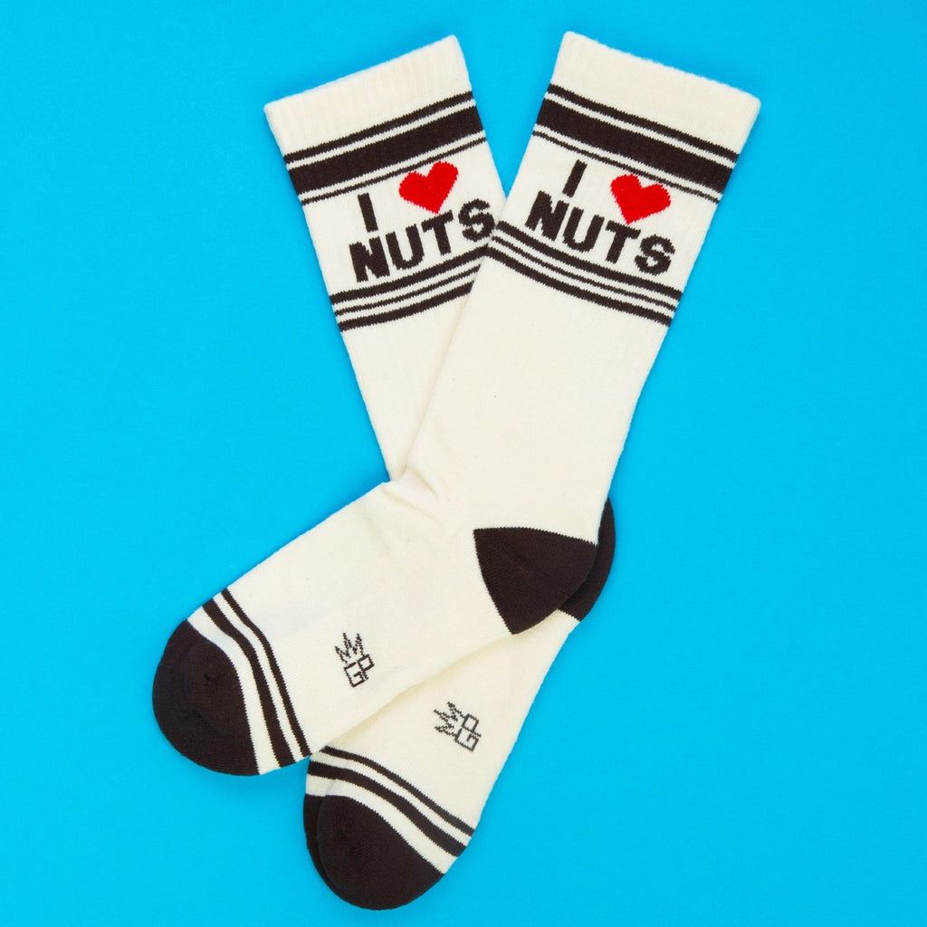 I Heart Nuts Crew Socks - Unisex Gumball Poodle Apparel & Accessories - Socks - Adult - Unisex