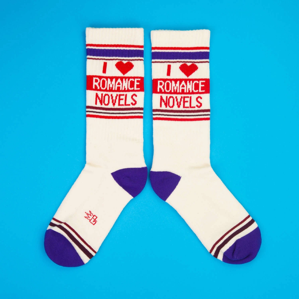 I Heart Romance Novels Crew Socks - Unisex Gumball Poodle Apparel & Accessories - Socks - Adult - Unisex