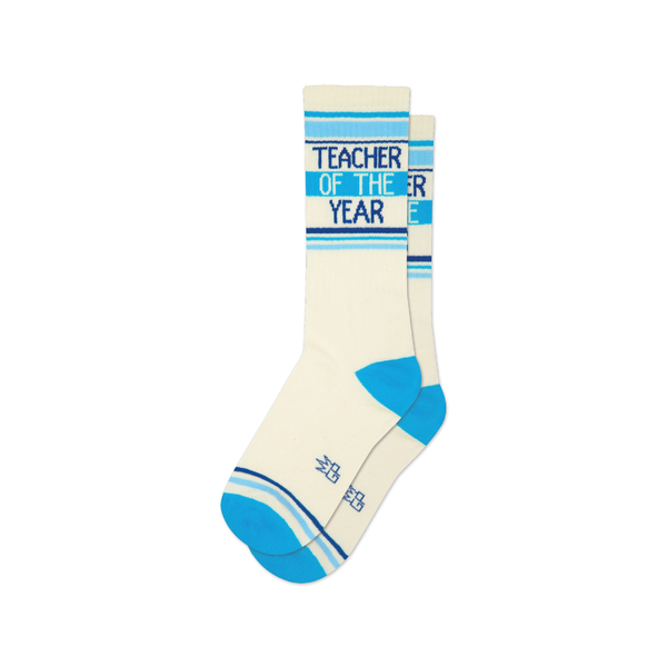 Teacher Of The Year Crew Socks - Unisex Gumball Poodle Apparel & Accessories - Socks - Adult - Unisex