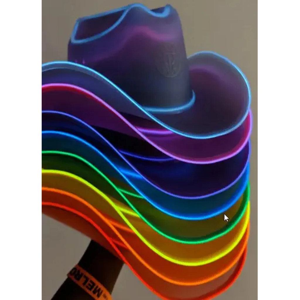 Light Up Holographic Adult Cowboy Hats Hallee Apparel & Accessories - Summer - Adult - Hats