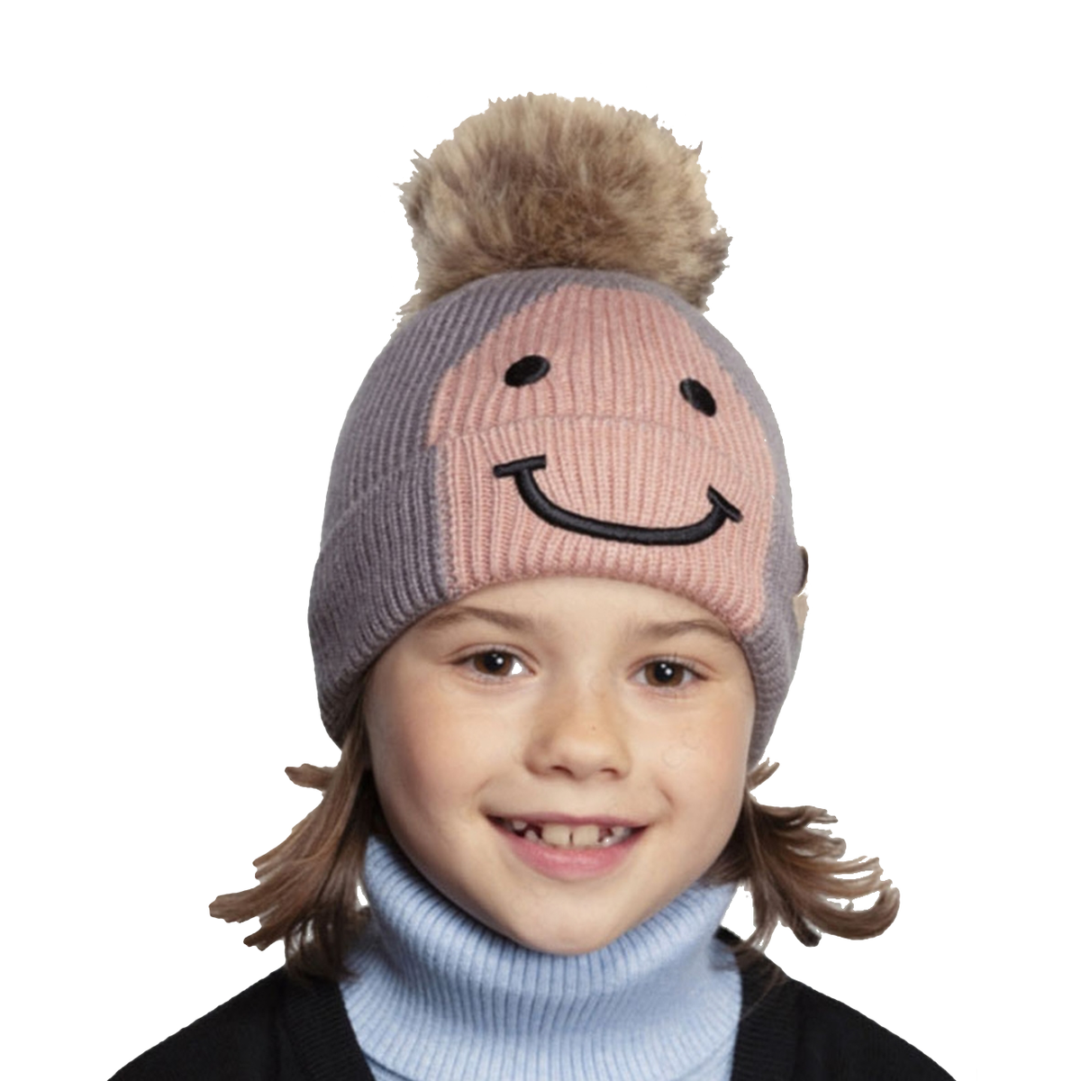 C.C Beanie Smiling Lined Fur Pom Winter Hat - Kids – Urban General Store
