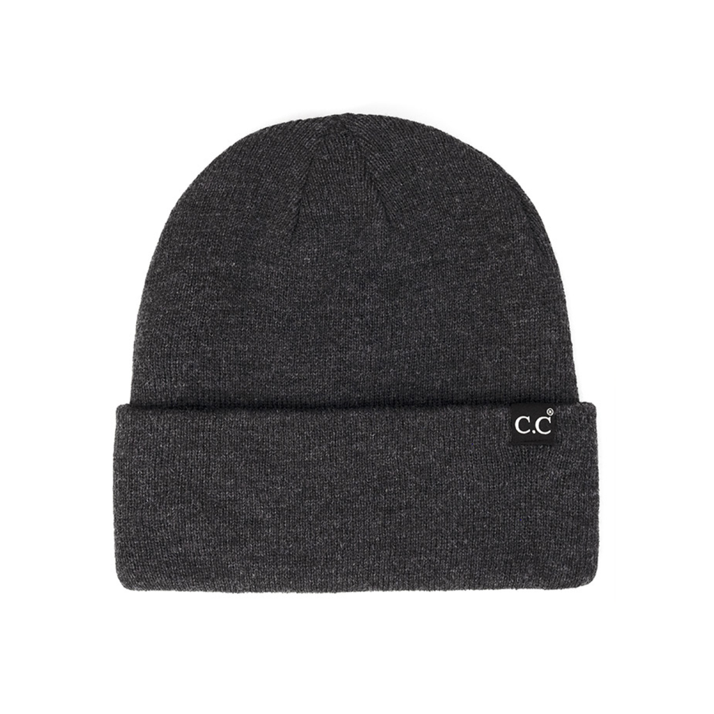 Dark Melange Gray C.C Beanie Wide Cuff Winter Hat - Unisex Hana Apparel & Accessories - Winter - Adult - Hats