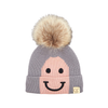Gray/Rose C.C Beanie Smiling Lined Fur Pom Winter Hat - Kids Hana Apparel & Accessories - Winter - Adult - Hats