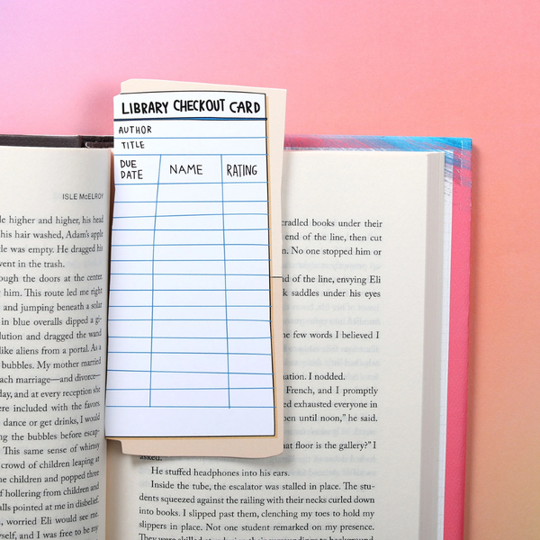 Library Card Bookmark Humdrum Paper Books
