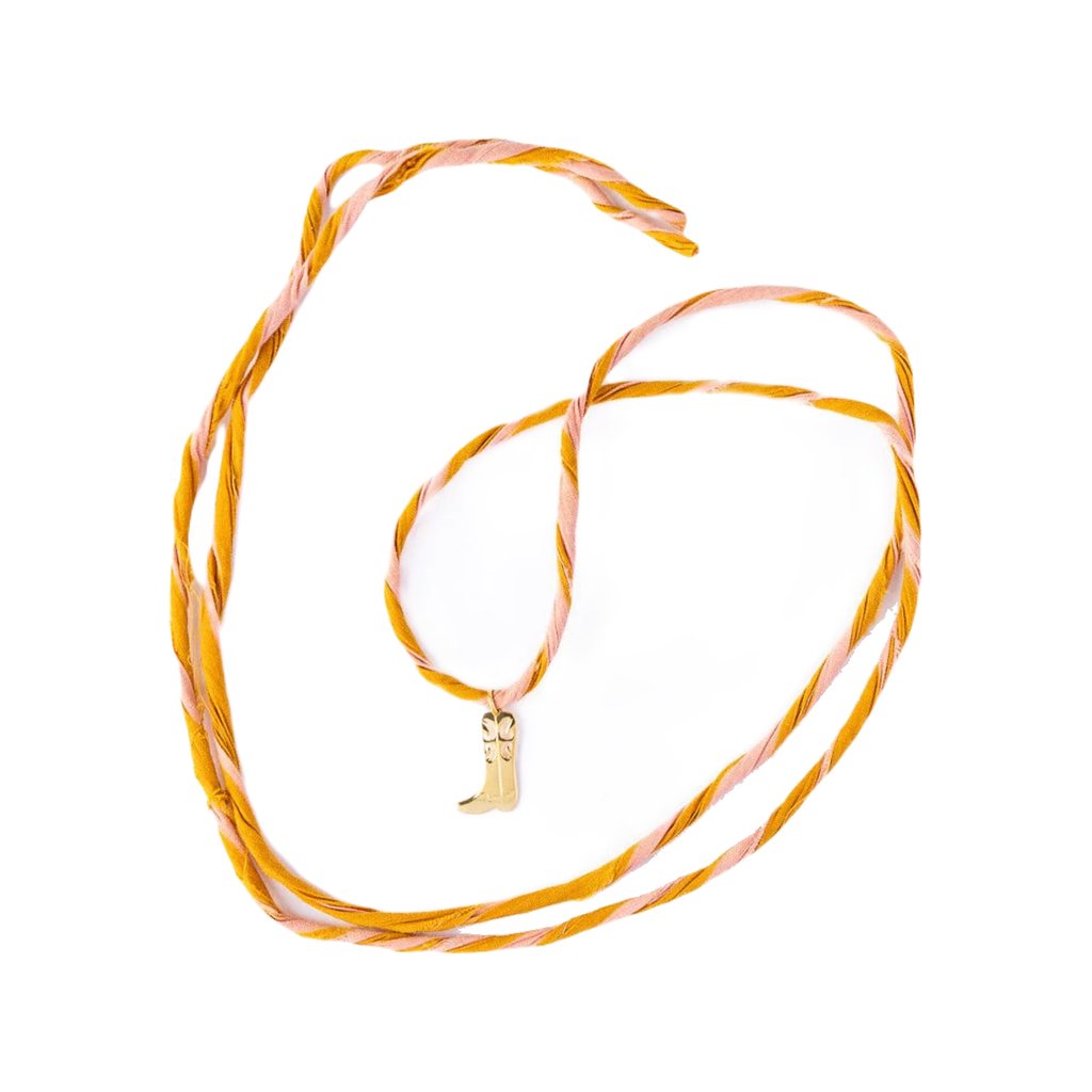 Boot (Blush/Mustard) Fiona Twisted Wrap Bracelet/Necklace With Charm Ink & Alloy Jewelry