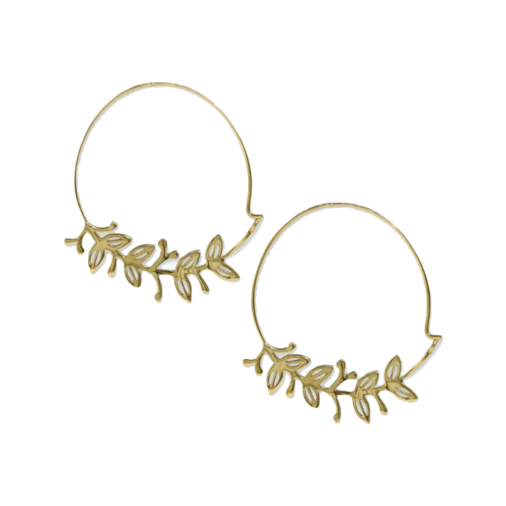 Botanical Leaves (Thin Circle) Madelyn Earrings Ink & Alloy Jewelry - Earrings