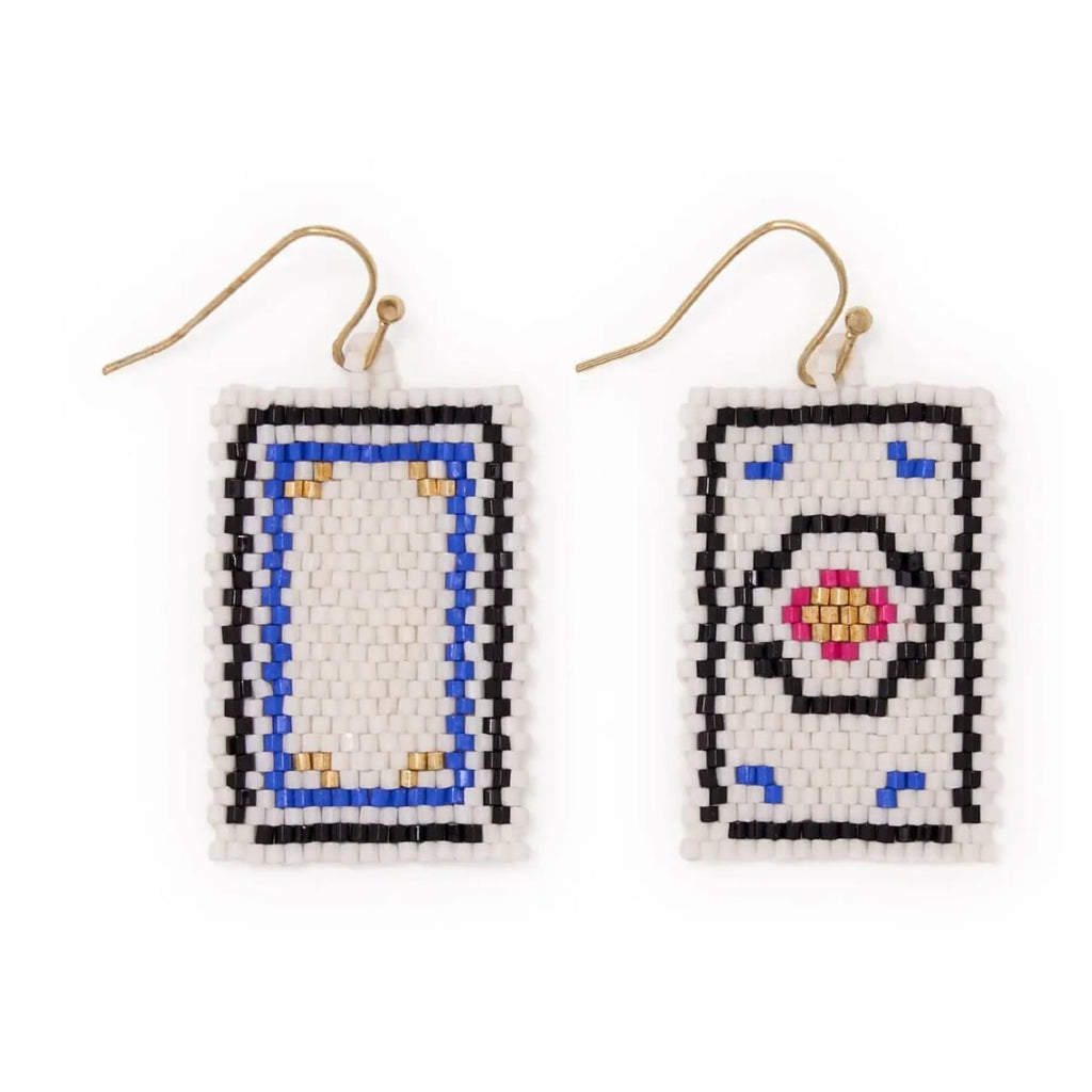 Circle Lily Earrings Ink & Alloy Jewelry - Earrings