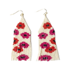 Hot Pink/Red Delilah Poppies Beaded Fringe Earrings Ink & Alloy Jewelry - Earrings