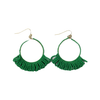 Kelly Green Kendra Fringe Hoop Seed Bead Earrings Ink & Alloy Jewelry - Earrings