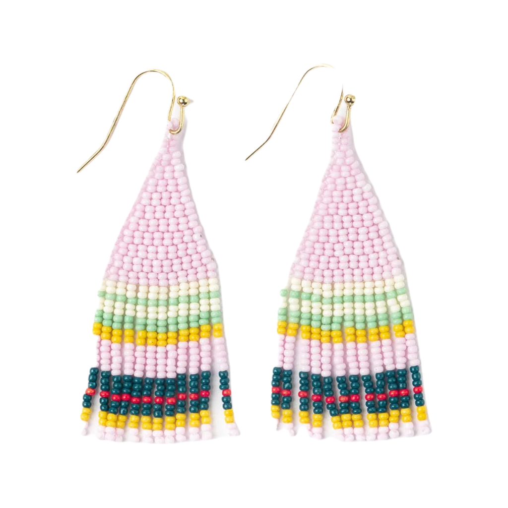 Lilac Audrey Seed Bead Fringe Earrings Ink & Alloy Jewelry - Earrings