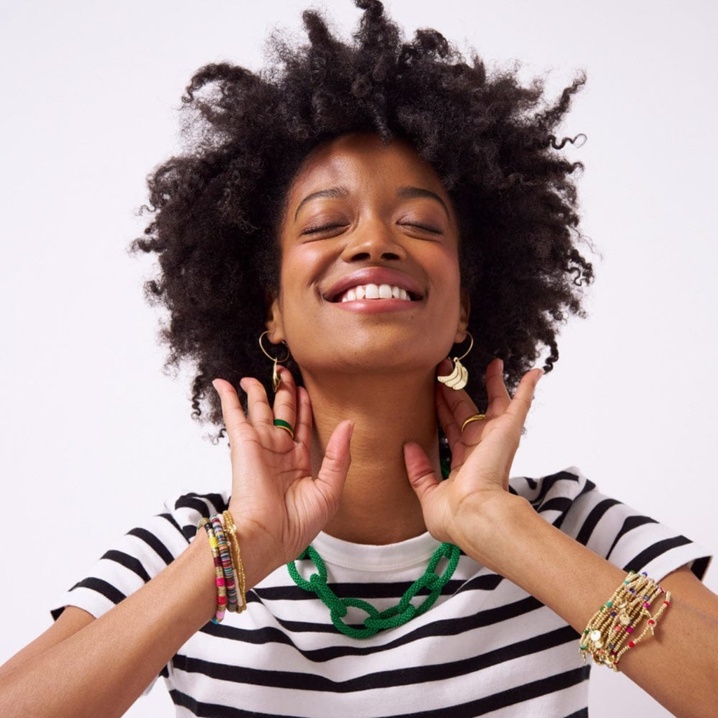 Loretta Banana Hoop Earrings Brass Ink & Alloy Jewelry - Earrings