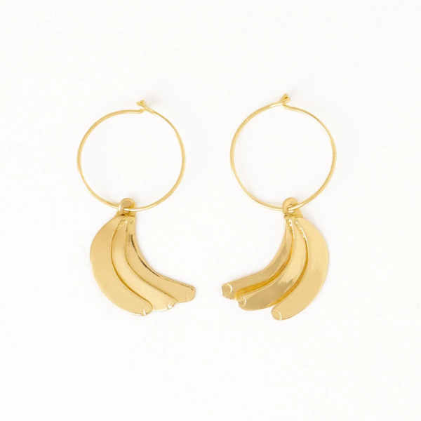 Loretta Banana Hoop Earrings Brass Ink & Alloy Jewelry - Earrings