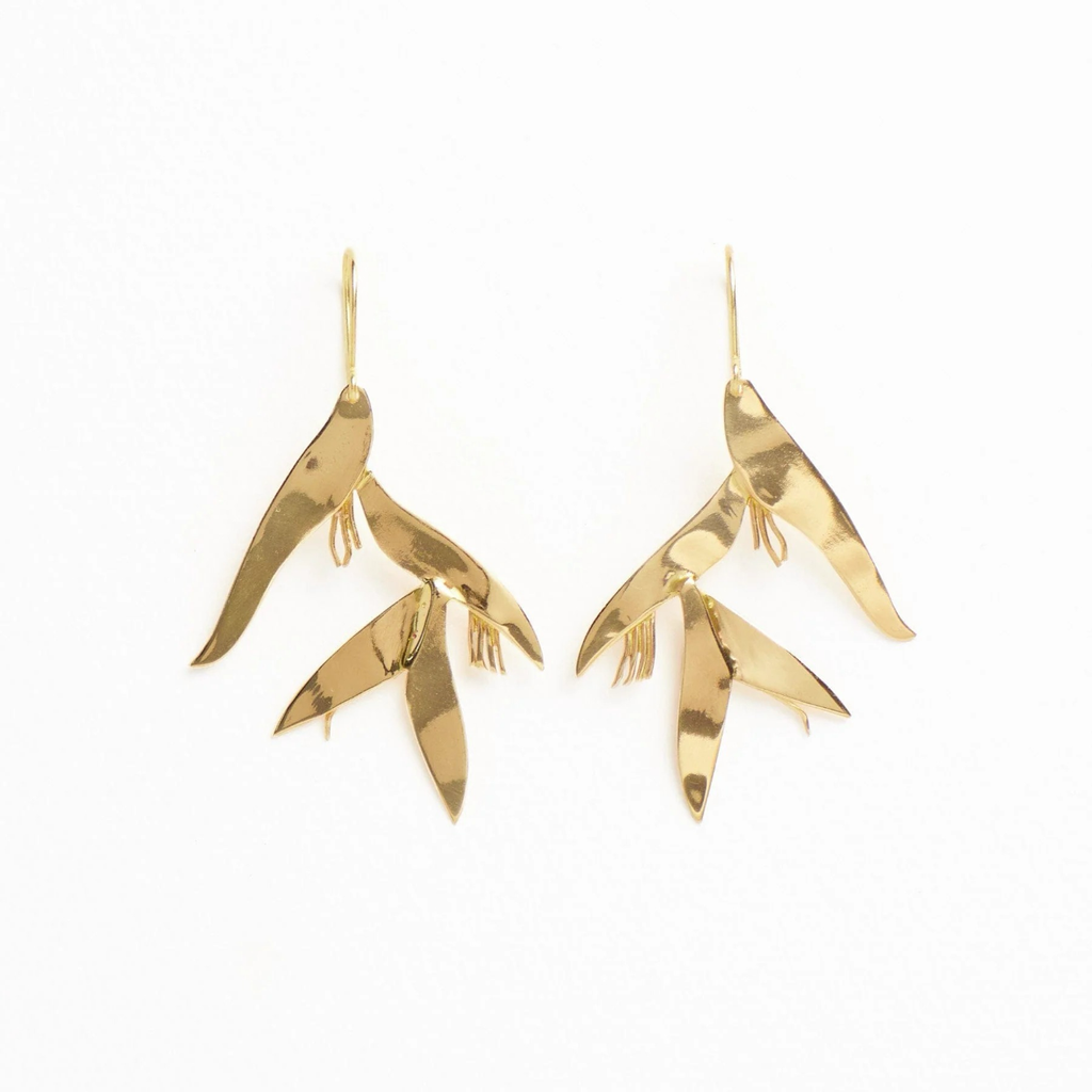 Marisol Birds Of Paradise Dangle Brass Earrings Ink & Alloy Jewelry - Earrings
