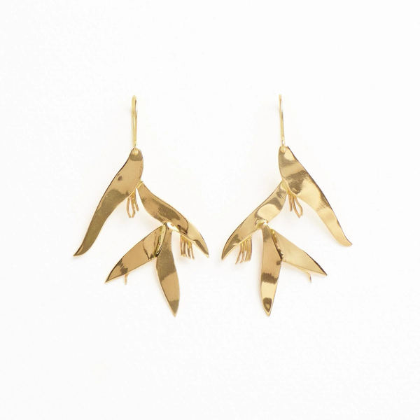 Marisol Birds Of Paradise Dangle Brass Earrings Ink & Alloy Jewelry - Earrings