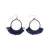 Navy Kendra Fringe Hoop Seed Bead Earrings Ink & Alloy Jewelry - Earrings