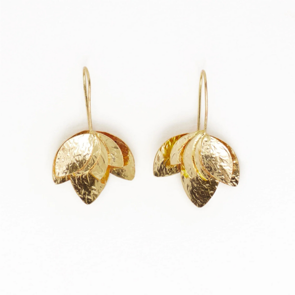 Sasha Layered Flower Threader Brass Earrings Ink & Alloy Jewelry - Earrings