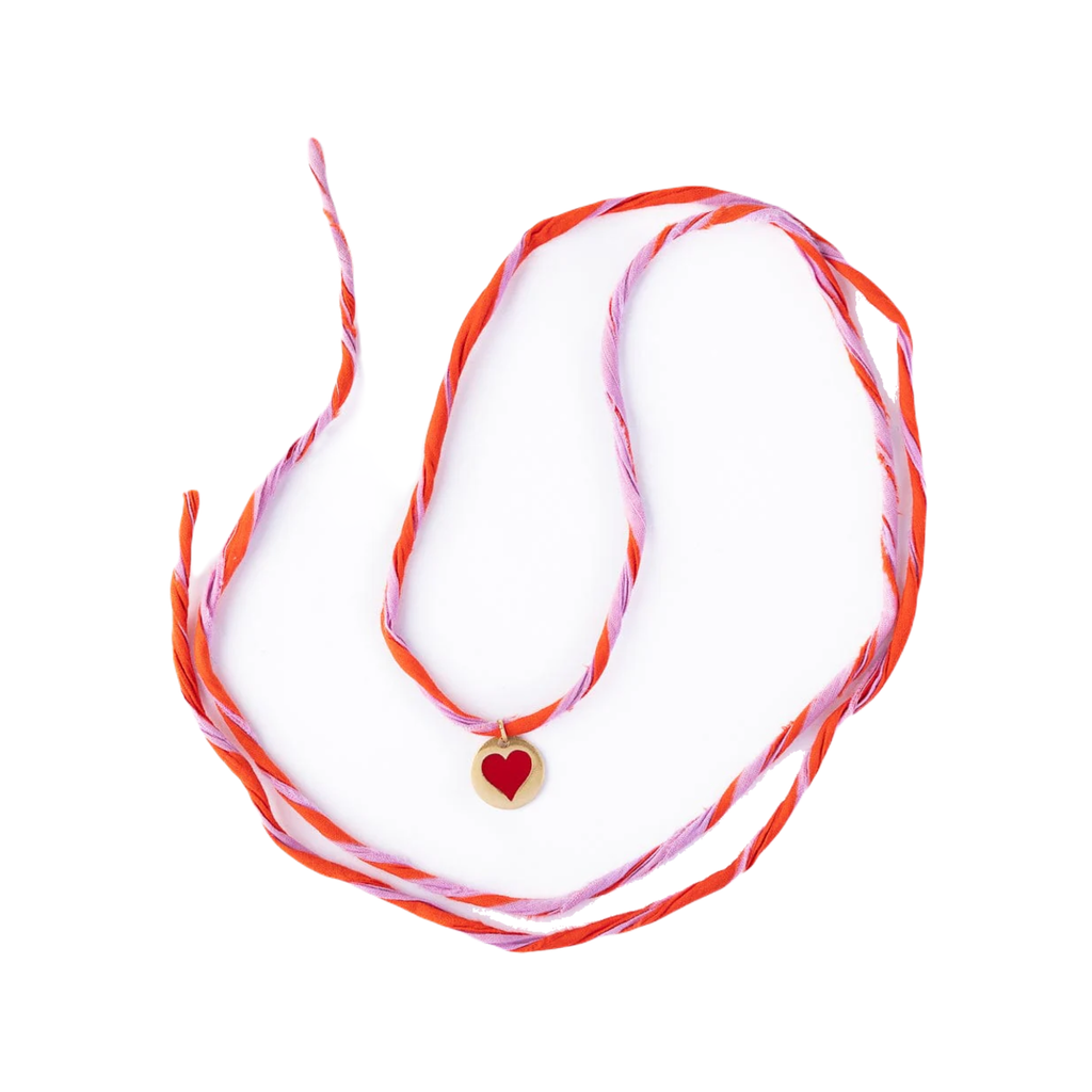 Heart (Lavender/Poppy) Fiona Twisted Wrap Bracelet/Necklace With Charm Ink & Alloy Jewelry