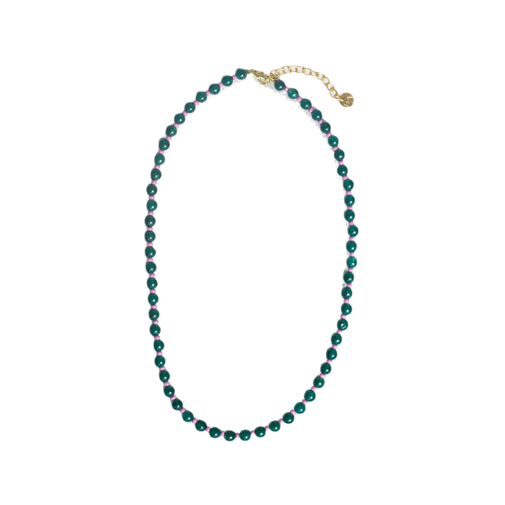 Emerald Drew Round Stones With Alternating Seed Bead Necklace Ink & Alloy Jewelry - Necklaces