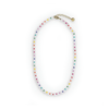 White Drew Round Stones With Alternating Seed Bead Necklace Ink & Alloy Jewelry - Necklaces