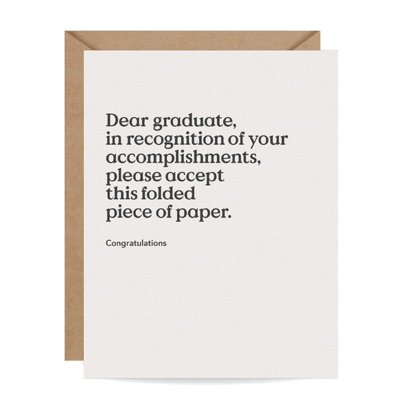 Folded Piece Of Paper Graduation Card Inklings Paperie Cards - Graduation