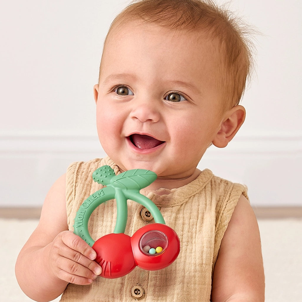 Cherries Bitzy Shake Silicone Teether With Rattle Itzy Ritzy Baby & Toddler - Pacifiers & Teethers
