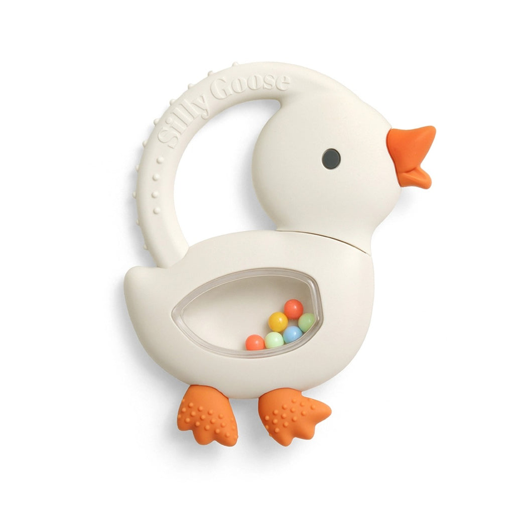 Goose Bitzy Shake Silicone Teether With Rattle Itzy Ritzy Baby & Toddler - Pacifiers & Teethers