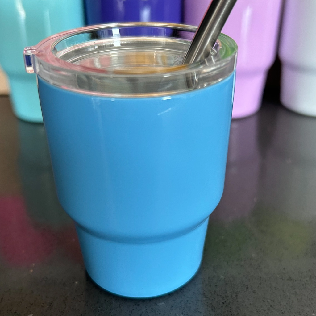 Blue Tumbler Shot Glass WIth Metal Straw And Lid Jillian Ink LLC Home - Mugs & Glasses - Shot Glasses