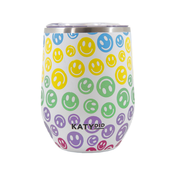 Pastel Happy Face Insulated Wine Tumbler