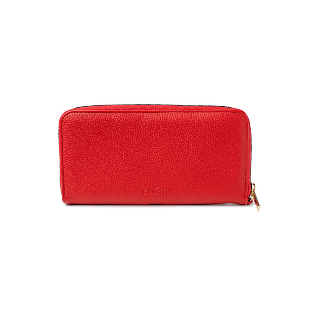 Red Kedzie Solid Eclipse Zip-Around Clutch Kedzie Apparel & Accessories - Bags - Handbags & Wallets