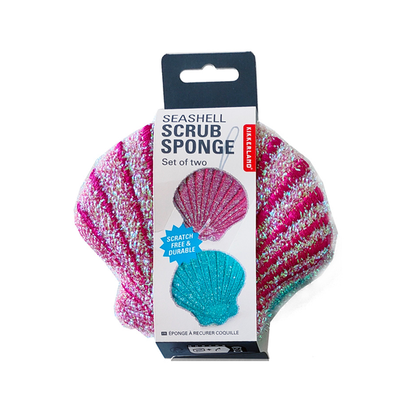 Seashell Scrub Sponge - Set Of 2 Kikkerland Home - Kitchen & Dining - Sponges & Cleaning Cloths