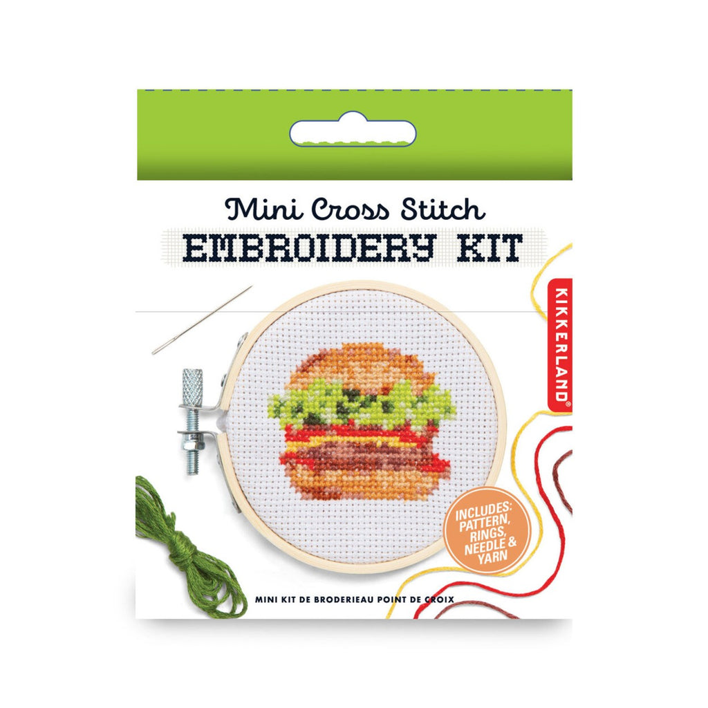 Burger Mini Cross Stitch Embroidery Kit Kikkerland Toys & Games - Crafts & Hobbies - Needlecraft Kits
