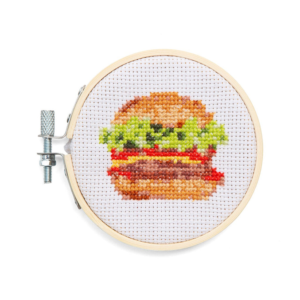Burger Mini Cross Stitch Embroidery Kit Kikkerland Toys & Games - Crafts & Hobbies - Needlecraft Kits