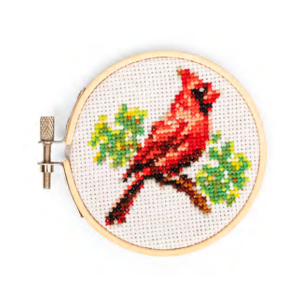 Cardinal Mini Cross Stitch Embroidery Kit Kikkerland Toys & Games - Crafts & Hobbies - Needlecraft Kits