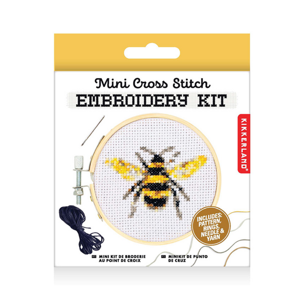 Mini Cross Stitch Embroidery Kit - Bee Kikkerland Toys & Games - Crafts & Hobbies - Needlecraft Kits