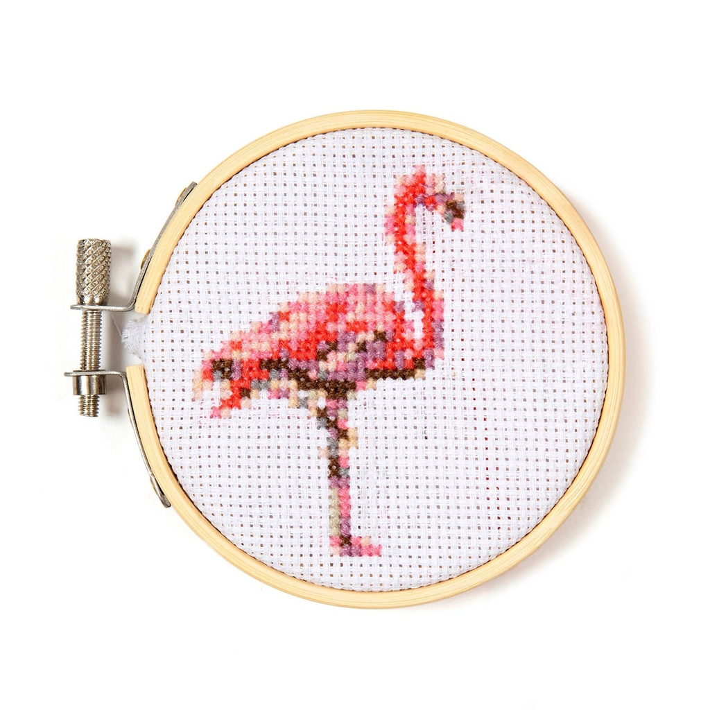 Mini Cross Stitch Embroidery Kit - Flamingo Kikkerland Toys & Games - Crafts & Hobbies - Needlecraft Kits