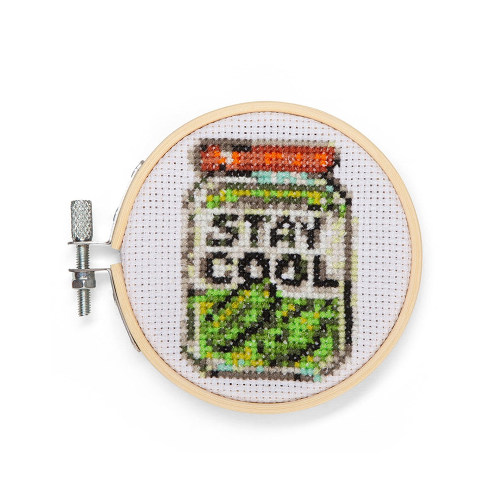 Stay Cool Pickle Mini Cross Stitch Embroidery Kit - GG295 Kikkerland Toys & Games - Crafts & Hobbies - Needlecraft Kits