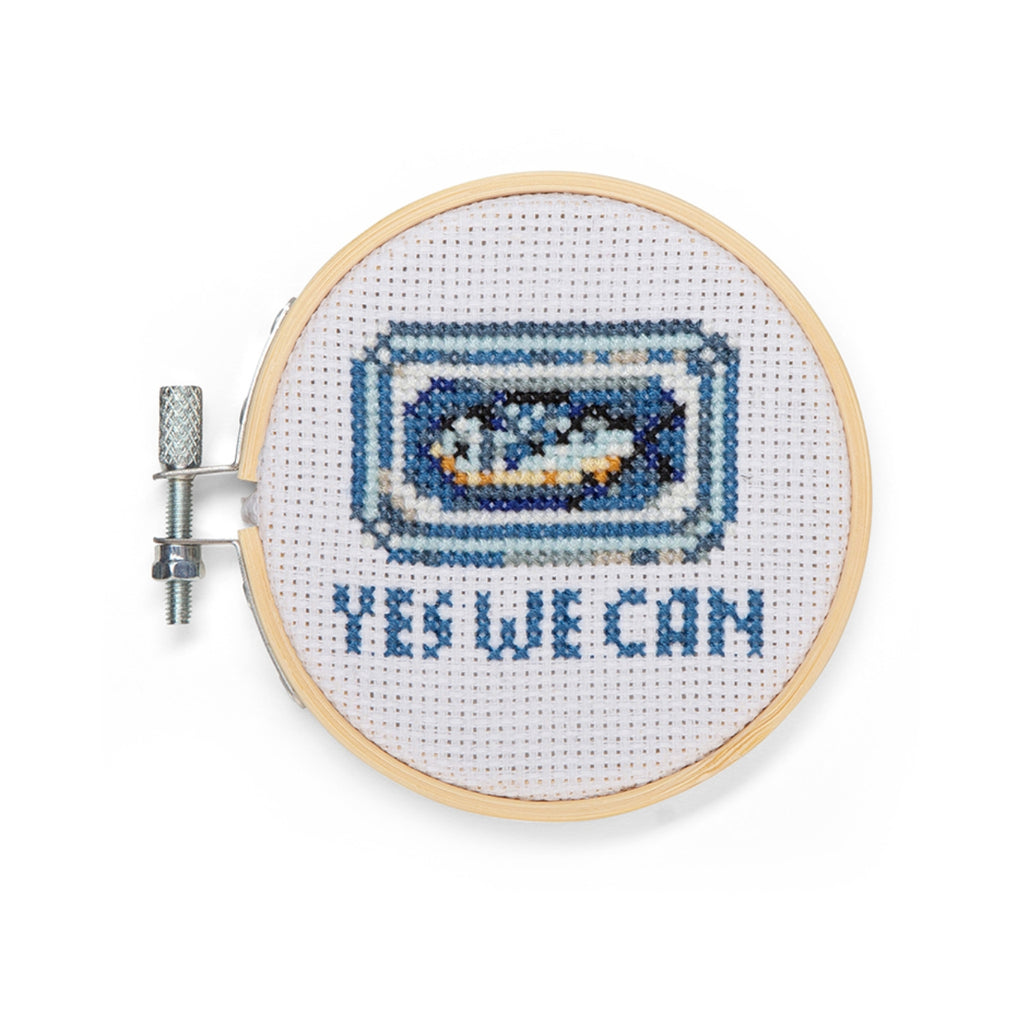 Yes We Can Sardine Mini Cross Stitch Embroidery Kit - GG296 Kikkerland Toys & Games - Crafts & Hobbies - Needlecraft Kits
