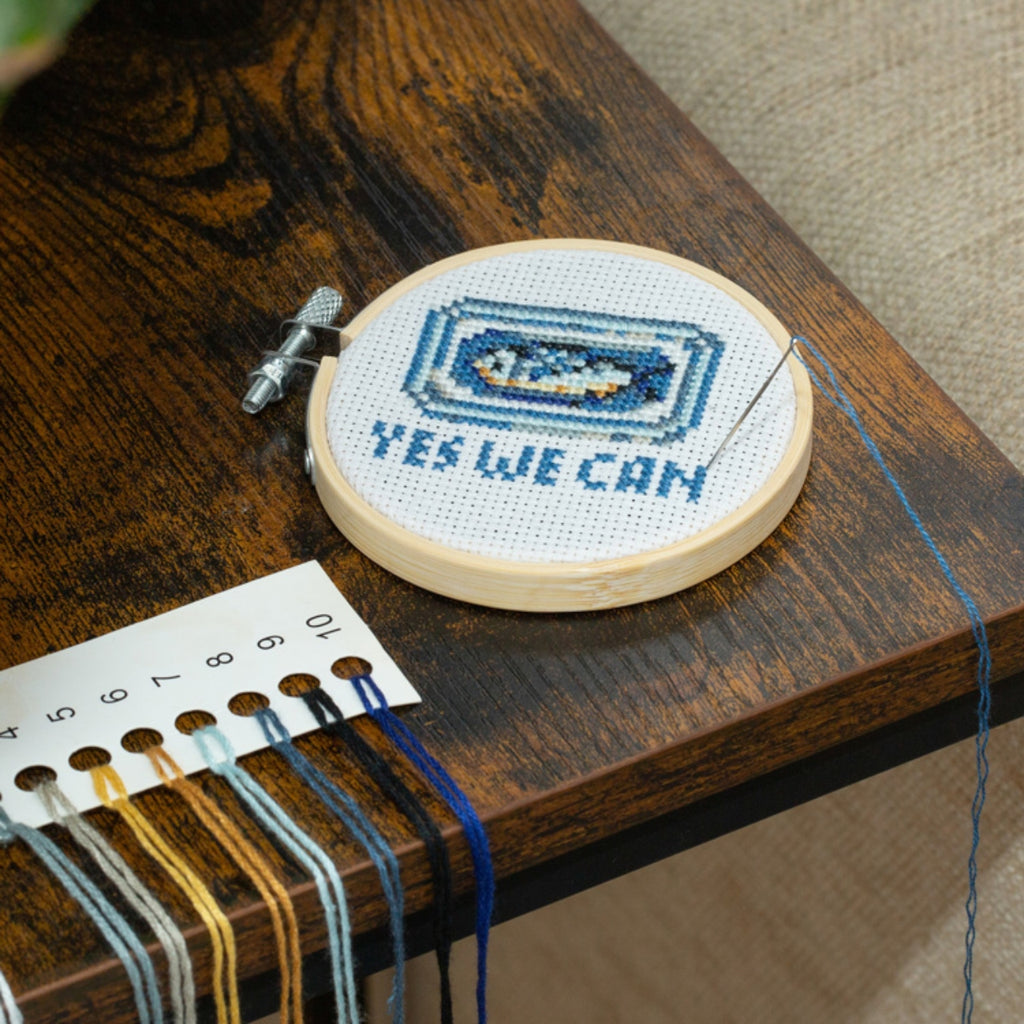 Yes We Can Sardine Mini Cross Stitch Embroidery Kit - GG296 Kikkerland Toys & Games - Crafts & Hobbies - Needlecraft Kits