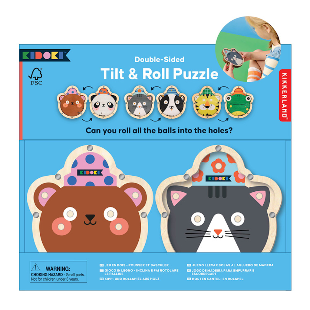 Kidoki Double Sided Tilt &amp; Roll Puzzle Kikkerland Toys & Games - Puzzles & Games