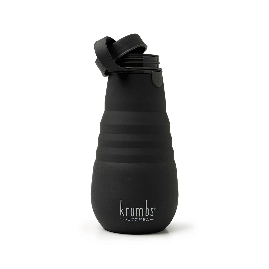 Krumbs Kitchen Black Silicone Collapsible Lunch Container