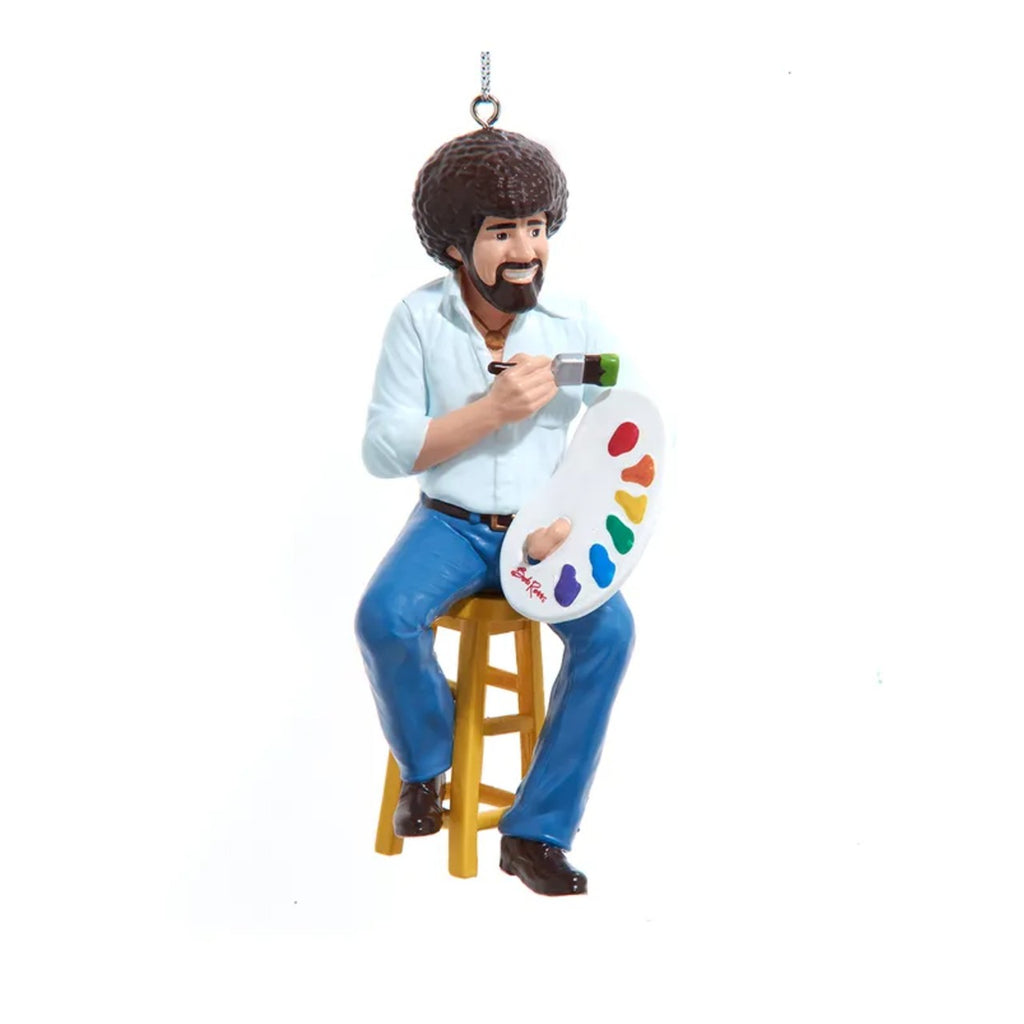 Bob Ross On Stool Painting Ornament Kurt S Adler Holiday - Ornaments