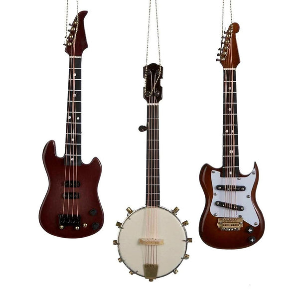 Electric Guitar, Banjo and Bass Ornaments Kurt S Adler Holiday - Ornaments