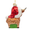 Noble Gems Glass Highland Cow With Santa Hat Ornament Kurt S Adler Holiday - Ornaments