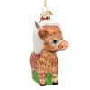 Noble Gems Glass Highland Cow With Santa Hat Ornament Kurt S Adler Holiday - Ornaments
