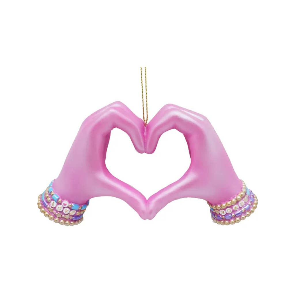 Pop Star Pink Electroplated Heart Hands Ornament Kurt S Adler Holiday - Ornaments