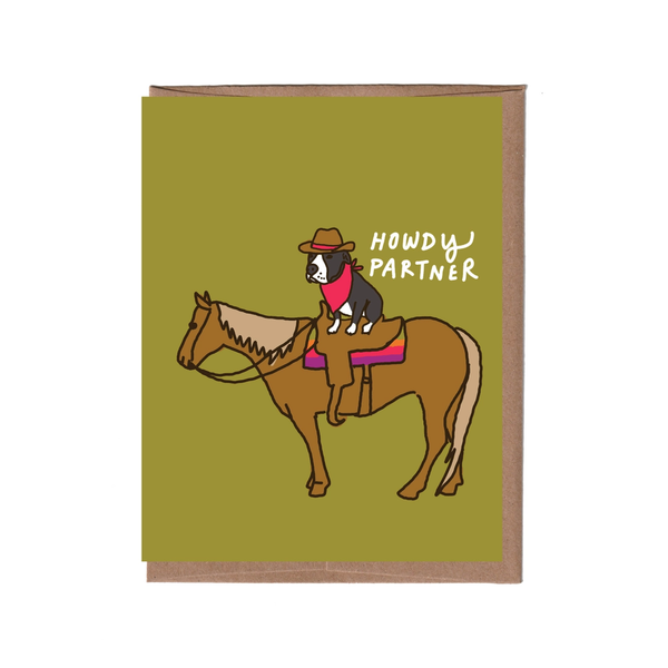 Howdy Partner Blank Card La Familia Green Cards - Any Occasion