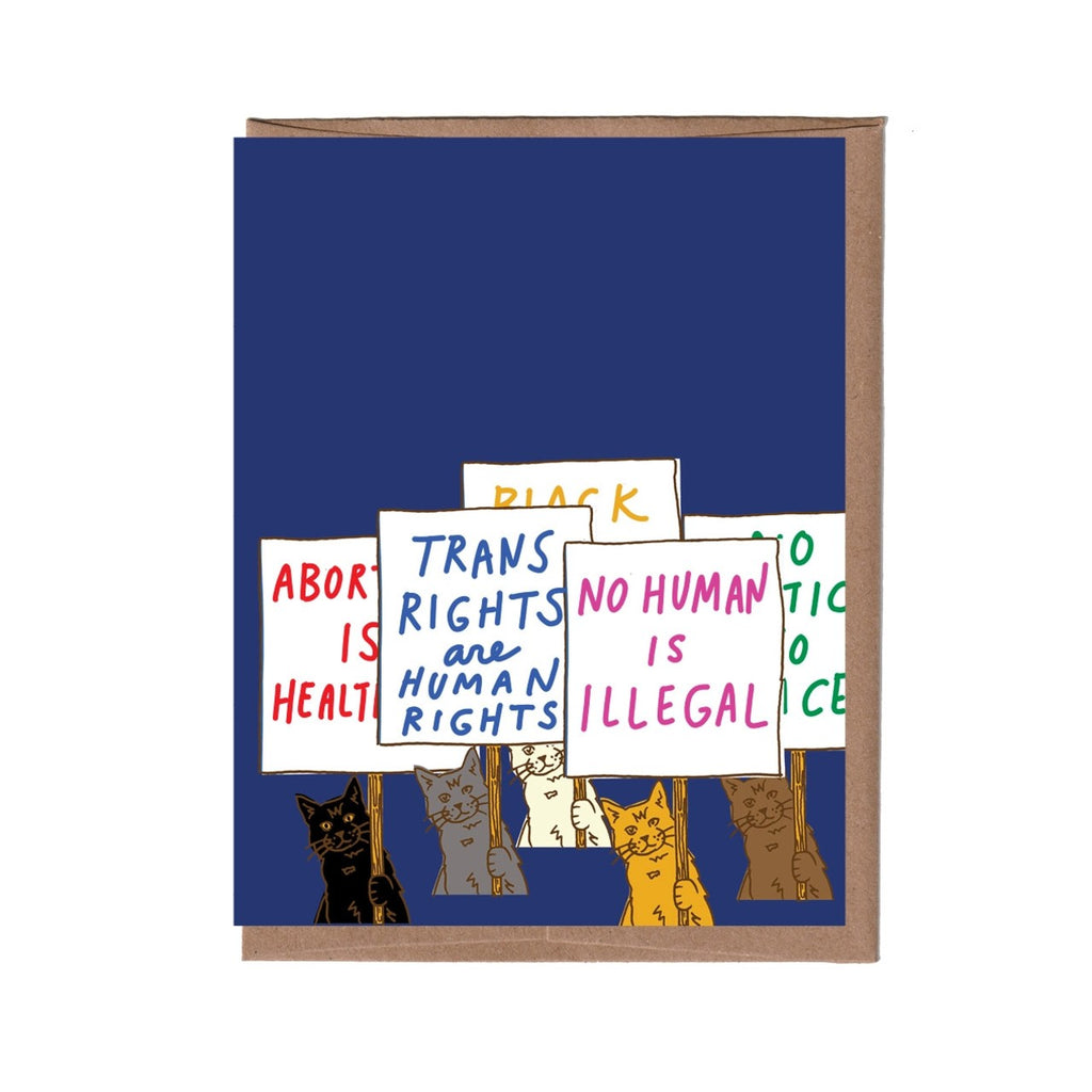Protest Cats Blank Card La Familia Green Cards - Any Occasion