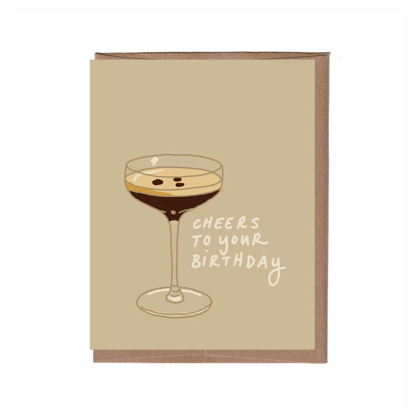 Scratch and Sniff Espresso Martini Birthday Card La Familia Green Cards - Birthday