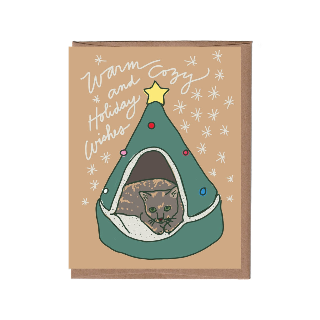 Cat Igloo Christmas Card - Boxed Set Of 8 La Familia Green Cards - Boxed Cards - Holiday - Christmas