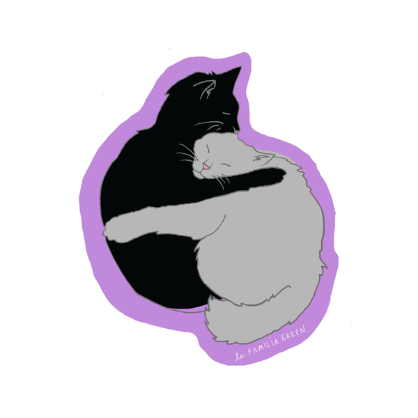 Cat Hugs Sticker La Familia Green Impulse - Decorative Stickers